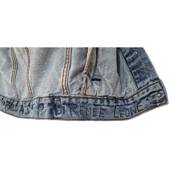 Vintage 90s Levis Stonewash Denim Trucker Jacket XXS Petite Made in USA Custom S - Picture 14 of 14